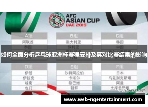 如何全面分析乒乓球亚洲杯赛程安排及其对比赛结果的影响
